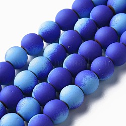 Vaporisez peints non-magnétiques synthétiques perles d'hématite brins, ronde, bleu moyen, 8x7.5mm, Trou: 1mm, Environ 53~40 pcs/chapelet, 15.55 pouce ~ 15.75 pouces (39.5~40 cm)
