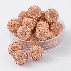 Perline palla di disco, Perline strass polimero argilla, grado a, tondo, pesca chiara, PP14 (2~2.1mm), 10mm, Foro: 1.0~1.2 mm