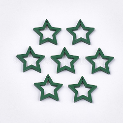 Pendentifs en bois de peuplier peint, étoiles du nord, verte, 24.5~25x24.5x2.5mm, Trou: 1.2mm