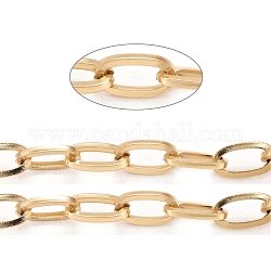 3.28 Feet Ion Plating(IP) 304 Stainless Steel Paperclip Chains, Unwelded, Real 18K Gold Plated, Link: 10x5.5x1mm