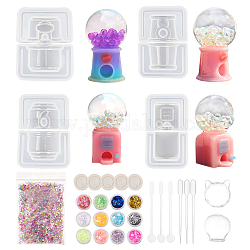 Olycraft DIY Epoxy Resin Crafts, Including Silicone Molds, Glass Beads, Disposable Latex Finger Cots, Plastic Stirring Rods, Disposable Plastic Transfer Pipettes and Nail Art Glitter Paillette/Sequins, Mixed Color, 0.4~3mm, 30g/set