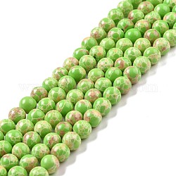 Brins de perles de jaspe impérial synthétiques, teinte, ronde, jaune vert, 6mm, Trou: 1.2mm, Environ 65 pcs/chapelet, 14.76 pouce ~ 14.96 pouces (37.5 cm ~ 38 cm)