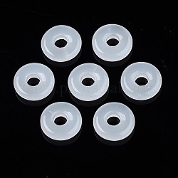 Anelli di collegamento in finto vetro giada, anello, bianco, 10x2.5mm, Foro: 3 mm
