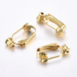 Accessoires de boucles d'oreilles clips à vis en 304 acier inoxydable, or, 20.5x7.5x10mm, Trou: 0.7mm