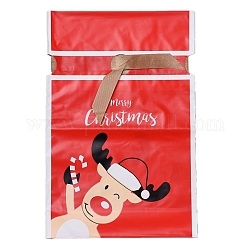 Sacs-cadeaux de Noël, goody bags avec nœud papillon, cotillons fournitures emballage cadeau, rouge, 23(±2cm)x15x0.01cm, environ 45~50 pcs / sachet 