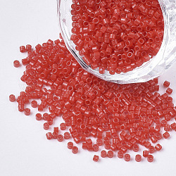 11/0 grado a cuentas de semillas de vidrio, cilindro, tamaño de grano de semilla uniforme, pintura para hornear, rojo, aproximamente 1.5x1 mm, agujero: 0.5 mm, aproximamente 20000 unidades / bolsa