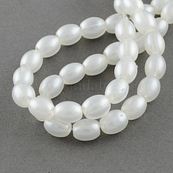 Spray Painted Transparent Glass Bead Strands, Oval, White, 11x8x8mm, Hole: 2mm, 31.5inch