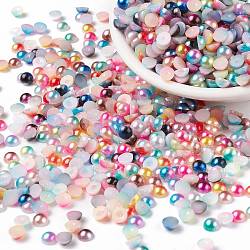 Cabochons de acrílico de la perla de imitación, cúpula, color mezclado, 6x3mm, aproximamente 5000 unidades / bolsa