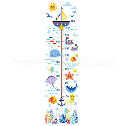 Marine thema, PVC-Höhenwachstumsdiagramm-Wandaufkleber, für Kinder, die Linealhöhe messen, Farbig, 29x90 cm, 3 Blätter / Satz