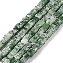 Natürliche grüne Fleck Jaspis Perlen Stränge, Würfel, 3~4x4x4 mm, Bohrung: 1.2 mm, ca. 99 Stk. / Strang, 15.20'' (38.6 cm)