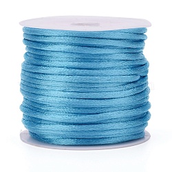 Cuerda de nylon, cordón de cola de rata de satén, Para hacer bisutería, anudado chino, cielo azul profundo, 2mm, alrededor de 10.93 yarda (10 m) / rollo