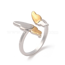 Двухцветное латунное открытое кольцо-манжета в виде бабочки, платиной и золотом, внутренний диаметр: 17 мм