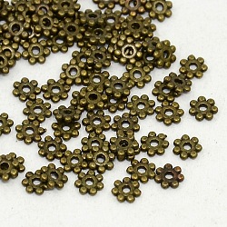 Alliage daisy séparateurs perles de style tibétain, bronze antique, sans plomb et sans cadmium, 4x1.5mm, Trou: 1mm