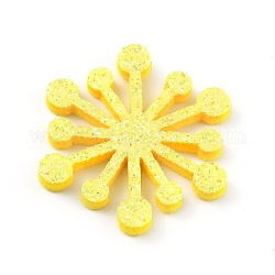 Flocon de neige feutre tissu noël thème décorer, avec de la poudre d'or des paillettes, pour les enfants, les pinces à cheveux bricolage font, jaune, 3.4x3x0.25 cm