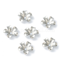 304 protezioni tallone in acciaio inox, 5 -petal, fiore, colore acciaio inossidabile, 9x9x2.2mm, Foro: 1.2 mm