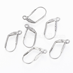 304 Stainless Steel Leverback Earring Findings, with Loop, Stainless Steel Color, 19x11x4.5mm, Hole: 1.5mm, Pin: 0.8mm