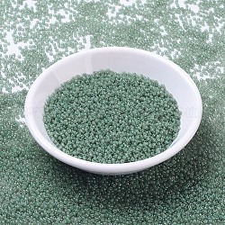 Perles rocailles miyuki rondes, Perles de rocaille japonais, (rr2375) transparent light moss green lustre, 11/0, 2x1.3mm, Trou: 0.8mm, à propos 1100pcs / bouteille, 10 g / bouteille