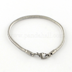 304 in acciaio europeo braccialetti di stile inossidabile per la produzione di gioielli, colore acciaio inossidabile, 185x2.4mm