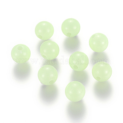 Perles rondes acryliques lumineuses, vert pale, 4mm, Trou: 1.5mm, 100 pcs