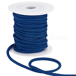Benecreat 20 yarda de cuerdas de poliéster redondas, cuerda redonda retorcida, con carrete de plástico 1pc, para accesorios de ropa, negro, azul real, 5mm