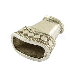 Tibetan Style Alloy Bead Cones, For Tassels Pendant, For Tassels Pendant,  Trapezoid, Apetalous, Lead Free & Cadmium Free, Antique Silver, 16x16x8mm, Hole: 3x6mm, Hole: 5.5x13mm, about 350pcs/1000g