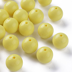 Непрозрачные акриловые бусины, круглые, желтые, 20x19 мм, отверстие : 3 мм, Около 111 шт / 500 г