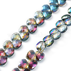 Galvanoplastie des brins de perles de verre triangulaires, facette, colorées, 9x10x5mm, Trou: 1mm, Environ 100 pcs/chapelet, 23.62'' (60 cm)
