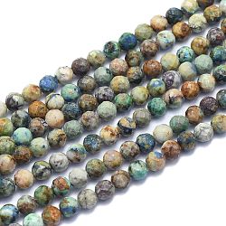 Chapelets de perles en chrysocolle naturelle, ronde, facette, 6mm, Trou: 0.8mm, Environ 64 pcs/chapelet, 15.35 pouce (39 cm)