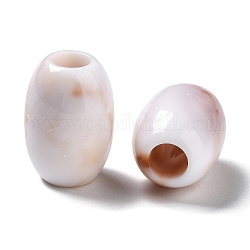 Perles acryliques imitation pierre précieuse, Perles avec un grand trou   , baril, blanc, 13x18mm, Trou: 5.5mm, environ: 300 pcs / 500 g
