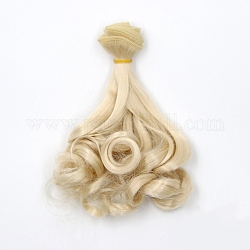 Fibra de alta temperatura pera larga perm peinado muñeca peluca pelo, para diy girl bjd makings accesorios, gasa de limón, 5.91~39.37 pulgada (15~100 cm)