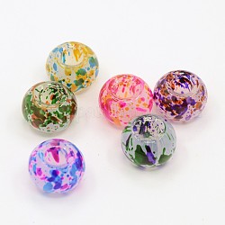 Rociar perlas europeas de vidrio pintado, Abalorios de grande agujero, rerondana plana, color mezclado, 12x9mm, agujero: 3 mm