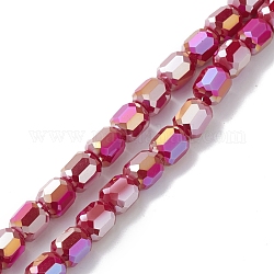 Chapelets de perles en verre électroplaqué, de couleur plaquée ab , facette, baril, cramoisi, 8~8.5x8mm, Trou: 1.5mm, Environ 80 pcs/chapelet, 26.30'' (66.8 cm)