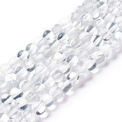 Chapelets de perles en pierre de lune synthétique, ronde, clair, 6mm, Trou: 0.8mm, Environ 63 pcs/chapelet, 14.57''~15.55'' (37~39.5 cm)