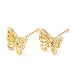 Boucles d'oreilles papillon en alliage pour femmes, avec 304 goupille en acier inoxydable, sans cadmium et sans plomb, or clair, 7.5x9mm