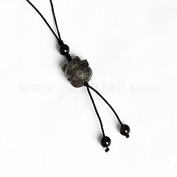 Natürlicher Obsidian-Anhänger aus Silber für Handy-Armband, Haging Charms Dekoration, Maneki Neko, 12 cm