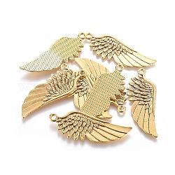 Tibetan Style Alloy Wing Large Pendants, Lead Free, Nickel Free and Cadmium Free, Antique Golden, 56x21x1.5mm, Hole: 3mm