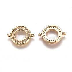 Connettori in ottone micro pavimentato in zirconia cubica, anello, chiaro, oro, 20x15x2.2mm, Foro: 1.2 mm