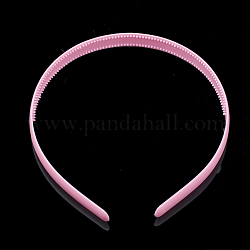 Accessoires pour cheveux accessoires de bande de cheveux en plastique uni, avec des dents, perle rose, 114~120x12~12.5mm