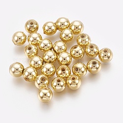 Abs Kunststoffperlen, umweltfreundliche galvanisierte Perlen, Runde, Vergoldete, 10 mm, Bohrung: 2.3 mm, ca. 1000 Stk. / 500 g