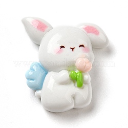 Opaque Resin Cabochons, Rabbit, Pink, 27.5x23x9mm