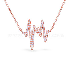 Ожерелья с подвесками Tinysand 925 из стерлингового серебра cz Heartbeat, розовое золото , 18 дюйм