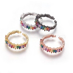 Кубического циркония кольца манжеты, открытые кольца, с латунной фурнитурой , разноцветные, Размер 6, 16 мм