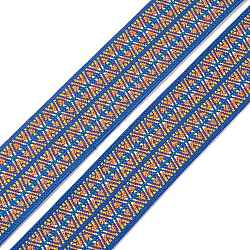 Ethno-Stil gefärbt flache elastische Faser Gummiband, Gurtzeug Nähzubehör, flach mit Rautenmuster, Farbig, 52 mm