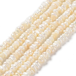 Naturales keshi abalorios de perlas hebras, perla cultivada de agua dulce, grado 2a+, rerondana plana, perlas barrocas, color de concha, 4~5x3~4x2~3mm, agujero: 0.7 mm, aproximamente 130~139 pcs / cadena, 13.78'' (35 cm)
