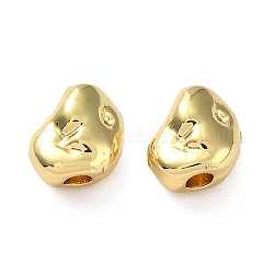 Rack Plating Alloy Beads, Long-Lasting Plated, Lead Free & Cadmium Free, Nuggets, Real 18K Gold Plated, 6x6x4mm, Hole: 1.6mm