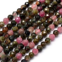 Chapelets de perles en tourmaline naturelle, facette, ronde, 4mm, Trou: 1mm, Environ 90 pcs/chapelet, 15.35 pouce (39 cm)