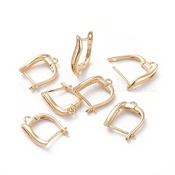 Brass Hoop Earring Findings, with Latch Back Closure and Horizontal Loop, Long-Lasting Plated, Real 18K Gold Plated, 15.5x12x3mm, Hole: 1.2mm, Pin: 0.8mm