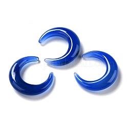 Natürliche blaue Achatperlen, kein Loch, für Draht umwickelt Anhänger Herstellung, Doppelhorn / Halbmond, gefärbt und erhitzt, 31x28x6.5 mm