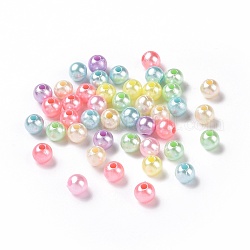Abalorios de acrílico de la perla de imitación, redondo, color mezclado, 6x5.5mm, agujero: 1.8 mm, aproximamente 5555 unidades / 500 g