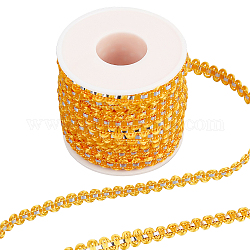 Gorgecraft 25M Metallic Yarn Lace Ribbons, Jacquard Ribbon, Garment Accessories, Goldenrod, 1/4 inch(8mm)